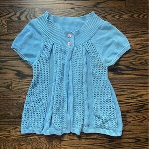 blue knit short sleeve vintage sweater